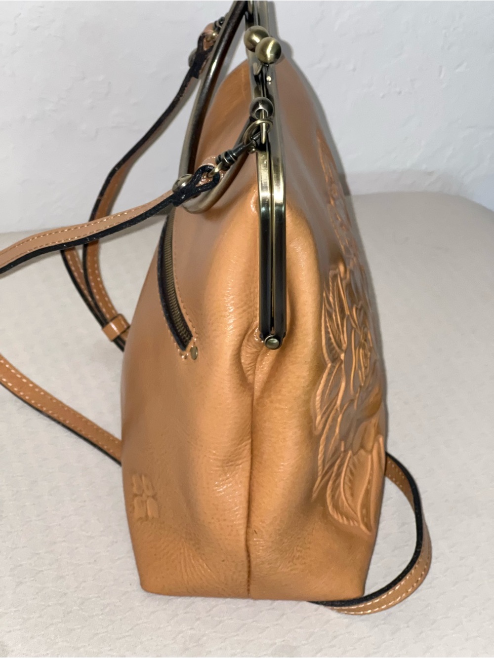 Patricia Nash Novelle Rose Tooled Leather Satchel - Cross Body - Picture 9 of 12